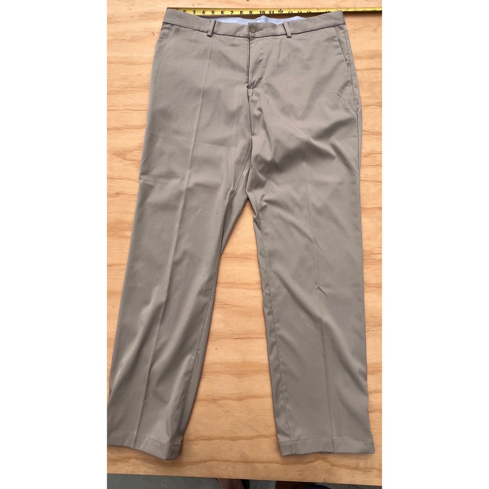 Nike Golf Mens Dri-FIT Standard Fit Khaki Tan Pants 36x32 Flat Front Swoosh